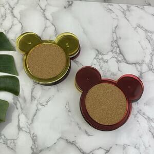 Disney Vintage Y2k Colorful Mickey Ears Head Coasters Set of 2 New Plastic